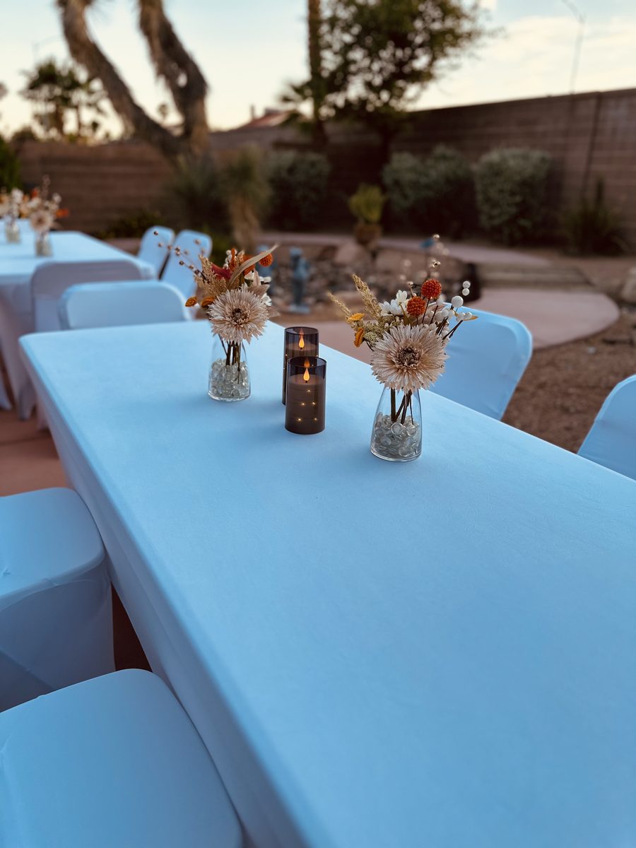 Dried flower centerpieces with candles